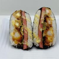 Shrimp Tempura Musubi · Supersize Musubi (sushi rice, shrimp tempura, spam, lettuce, toasted sesame seeds, sweet sho...