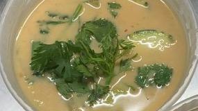 Tom Kha (Coconut Soup)
 · Coconut milk, galangal, kaffir lime leaves, bell pepper, onion, cilantro and mushrooms.