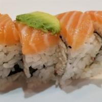 Oregon Roll (4Pc) · Spicy. Krab salad, cucumber, topped with salmon and avocado (raw).