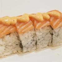 New York Roll (4Pc) · Raw. Spicy. Krab salad, cream cheese, topped with salmon, spicy mayo and masago (raw).