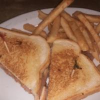 Grilled Ham & Cheese · With chips. Choice of bread is white, wheat, sourdough or rye. Add fries for 2.00
