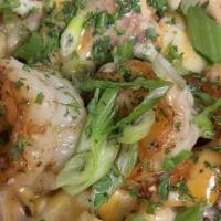 Cajun Meet Italian Pasta · Shrimp, Chicken, Onions, Bells, & Peas in a Rosemary Roasted Garlic Butter Cream Sauce with ...