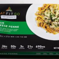 Four Cheese Penne · Gluten-free lentil penne pasta mixed in a creamy four cheese sauce. *Pre-packaged & delivere...