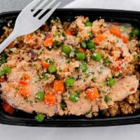Turkey Shepherds Pie · Seasoned ground turkey, peas, diced carrots, and turkey gravy topped with a layer of whipped...