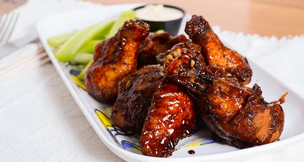 Abbey Wings · choice of sauce: buffalo, bbq, old bay, sesame soy