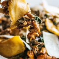 Rigatoni Marsala · Wild mushrooms, spinach, Marsala, garlic, chicken.