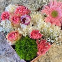 Heart Box · Heart shaped box with an assorted flower arrangement. Heart box available in colors Pink, Bl...