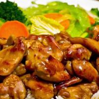 Hibachi Chicken · Lunch portion fresh made to order, teppanyaki sauteed in a sweet and savory homemade teriyak...