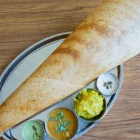 Butter Masala Dosa · Dosa with butter and mashed potatoes. Served with sambar and chutney.