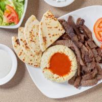 Gyro Platter · Build your own - fresh sliced gyro served with rice or potatoes.