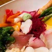 Chirashi Sushi · Assorted raw fish and delicacies on sushi rice bowl.

Consumer - warning consuming raw fish ...