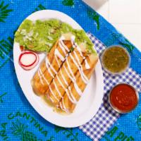 Flautas · (3) Rolled corn tortillas filled with cheese and deep-fried. Served with guacamole.