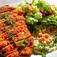 House Salad With Beef Kofta Kabob Plate · 