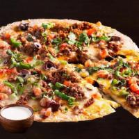 Meat Mexican Pizza ~ · It's Pizza, El Fresco Style!
We take a large ﬂour tortilla crust and top it with your choice...
