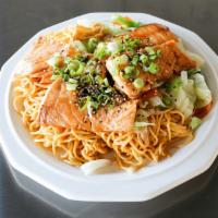 Salmon Hibachi · Served with mixed vegetables.