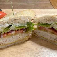 Turkey Mex · Turkey breast, mild green chillies, melted pepper jack cheese, lettuce, sprouts, tomatoes an...