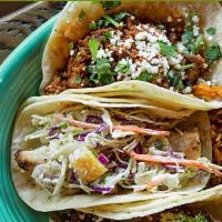 3 Taco Meal · 3 Street Tacos on soft corn tortillas with Beans and Rice