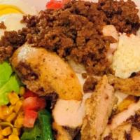 Southwest Cobb Salad · Gluten free. Grilled chicken breast, chopped egg, fresh avocado, chorizo, roasted red pepper...