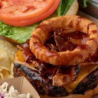 Smokehouse Bbq Burger · Our Classic Burger topped with smoked bacon, cheddar cheese, our BBQ Sauce, lettuce, tomato ...