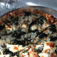 (10'')Small Greek-Vegetarian · topped with olive oil, oregano, garlic, provolone cheese, spinach, black & green olives, red...