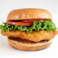 Alaskan Cod Sandwich · Beer battered and fried wild caught Alaskan cod filet served with our house tartar sauce, cr...
