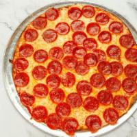 Pepperoni Pizza · Mozzarella, diced pepperoni, and tomato sauce. Served with 14