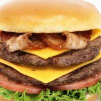 Double Meat Bacon Cheeseburger · Half pounder freshly pressed beef patty, bacon, american cheese, lettuce, tomato, simon sauc...