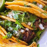 Tacos With Exotic Meat · In flour tortilla. Comes with cilantro and onions unless upon request on the side.