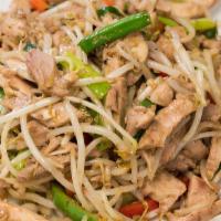Bourbon Chicken With Bean Sprouts · Bean sprouts, peppers and scallion stir-fried in a BBQ sauce.