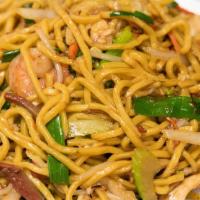 Lo Mein · Shredded mixed vegetables (onion, Napa cabbage, carrots, celery), scallion and bean sprouts.