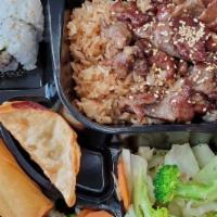 Bento Beef · Your choice of hibachi. Served with mixed vegetables, rice or noodles. Four pieces of Califo...