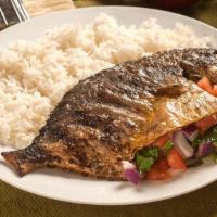 Grilled Pampano Combo · Combo comes with One (1) Freshly Grilled Pompano + (Steamed Rice) or (Bihon Noodles) or (Hal...