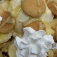 Banana Pudding · Our Banana Pudding Funnel Cake is served with powder sugar, our delicious, creamy  homemade,...