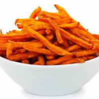 Sweet Potato Fries · Sweet, salty, and always served crispy on delivery.