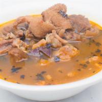Goat Meat Pepper Soup · Goat meat cooked to perfection in a watery blend of pepper, seasoning and spices.