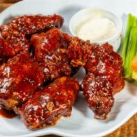 5) Jerk · Bone-in wings in jerk sauce served with celery or carrots and blue cheese or ranch