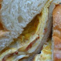 Egg, Meat & Cheese · Two Scrambled Eggs your choice of Bacon, Sausage, or Ham and Cheese.