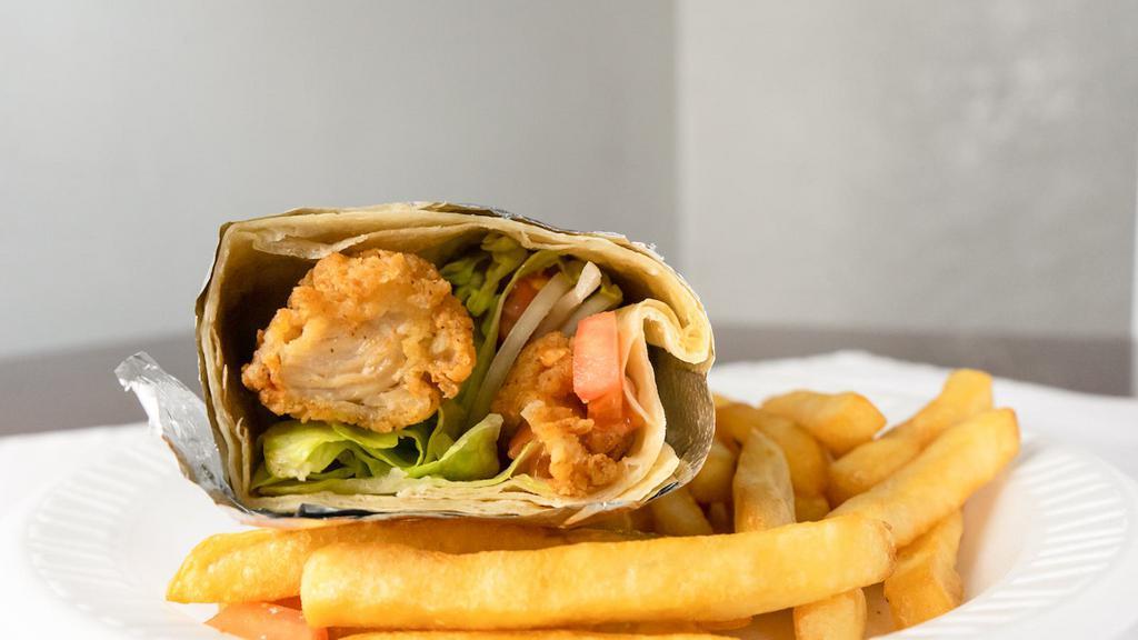 Crispy Chicken Wrap · Comes with lettuce, tomato, onion, mayonnaise, and American cheese.