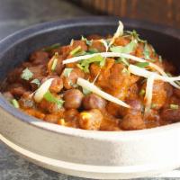Chana Masala · Gluten free. Spicy. Chickpeas, onion, tomato, cilantro, Indian spices