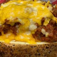 Bbq Baked Potato · Our Large Idaho Potato, oven baked in our special blend of spices then split and filled with...