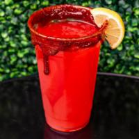 Virgin Michelada (24Oz) · Our agua fresca with Tajin and candy paste! Choose your flavor.
(Does not have alcohool)