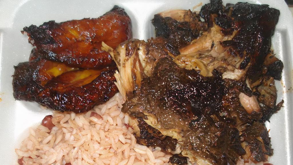 Jerk Pork  · Choose medium or large with your choice of 2 sides