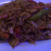 Fiery Pad Thai (Dinner) · A spicy mild version of traditional pad Thai with bell peppers and special spicy sauce with ...