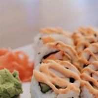 Spicy California Roll · Crab salad, avocado, cucumber and spicy mayo.