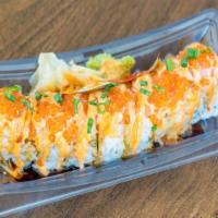 Crazy Salmon Roll · Spicy salmon, green onions, masago, spicy sauce and torched.