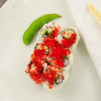 Wasabi Tempura Roll · Deep fried spicy tuna: top with spicy crab stick salad and wasabi mayo.