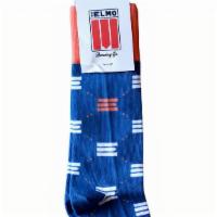 Blue Logo Socks · Our blue logo St. Elmo socks with peach trim.
Returns