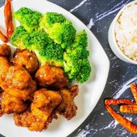 General Tso'S Chicken · Deep-fried chicken meat in sweet and slightly spicy garlic and ginger soy sauce. Served with...