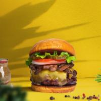 Mister Mushroom Vegan Burger · Seasoned 100% Beyond burger patty topped with mushrooms, melted vegan cheese, lettuce, tomat...