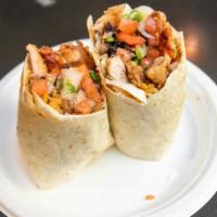 Grilled Chicken Burrito · Grilled chicken, rice, beans, jack cheese, pico de gallo salsa and our salsa fiesta all roll...